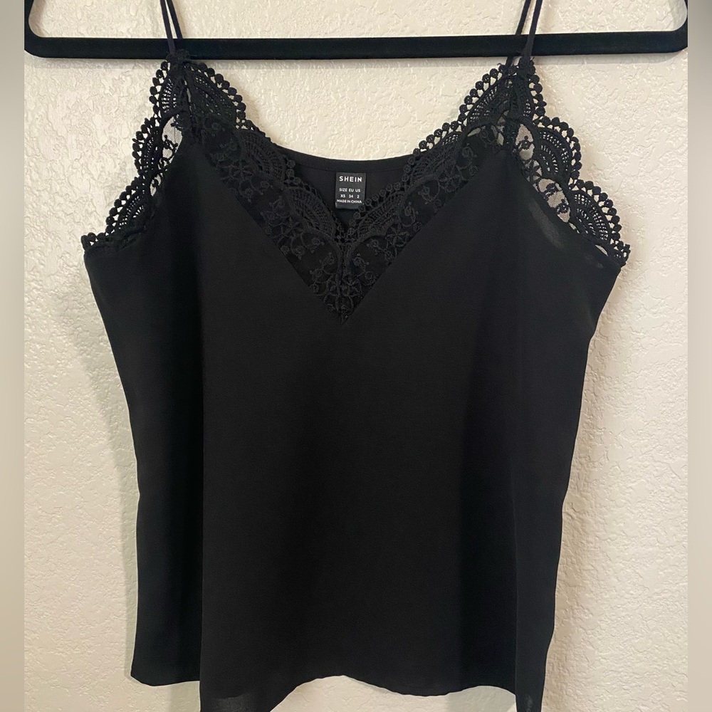 SHEIN Black Crochet Lace V-Neck Camisole